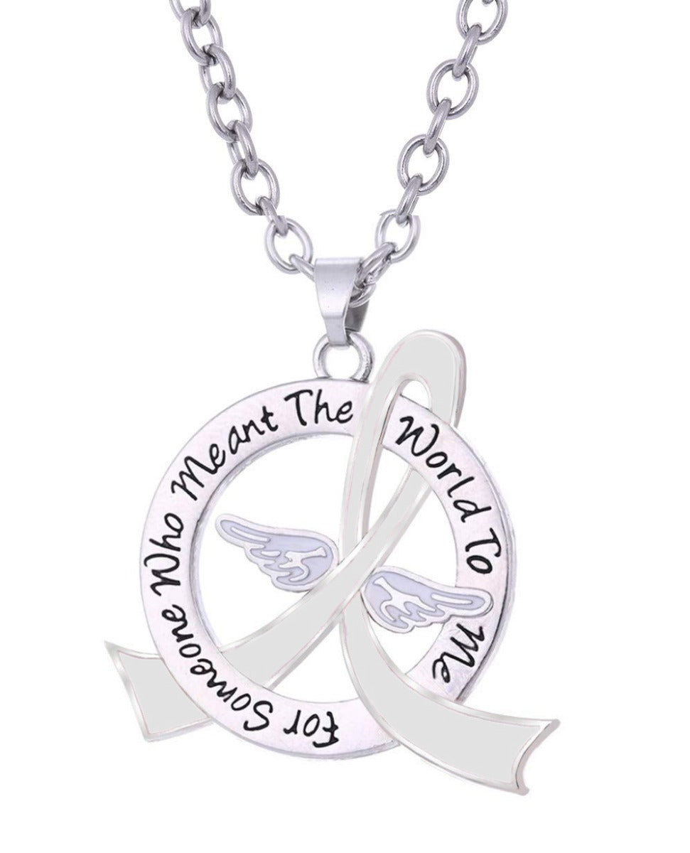 "Meant The World To Me" Tribute Necklace - White Ribbon