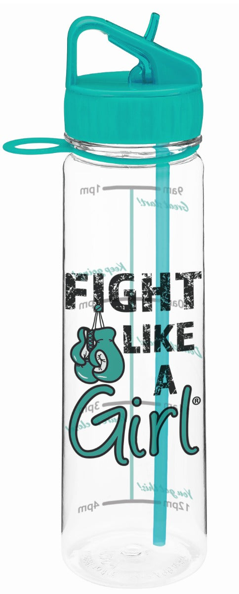 "Fight Like a Girl Grunge" SlimKim II Water Bottle - Teal