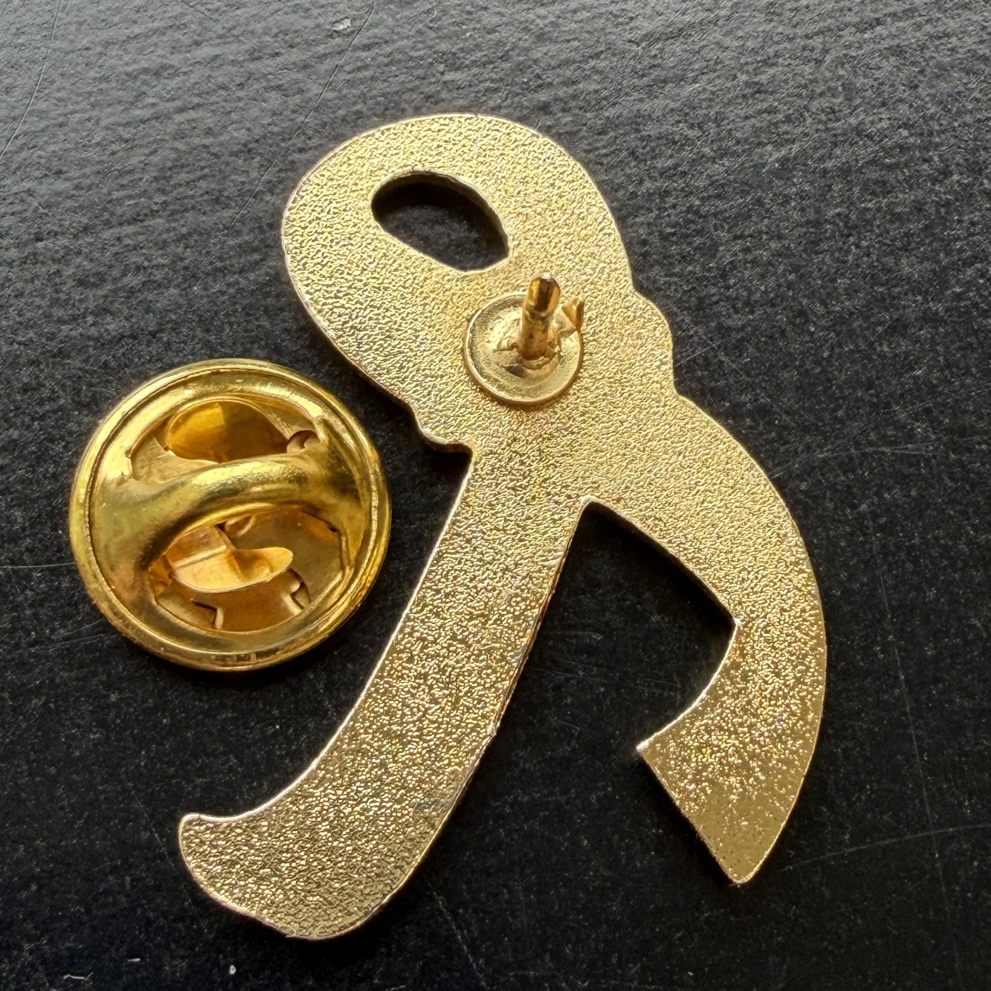 I Fight Like a Girl Fist Awareness Ribbon Lapel Pin - Gold