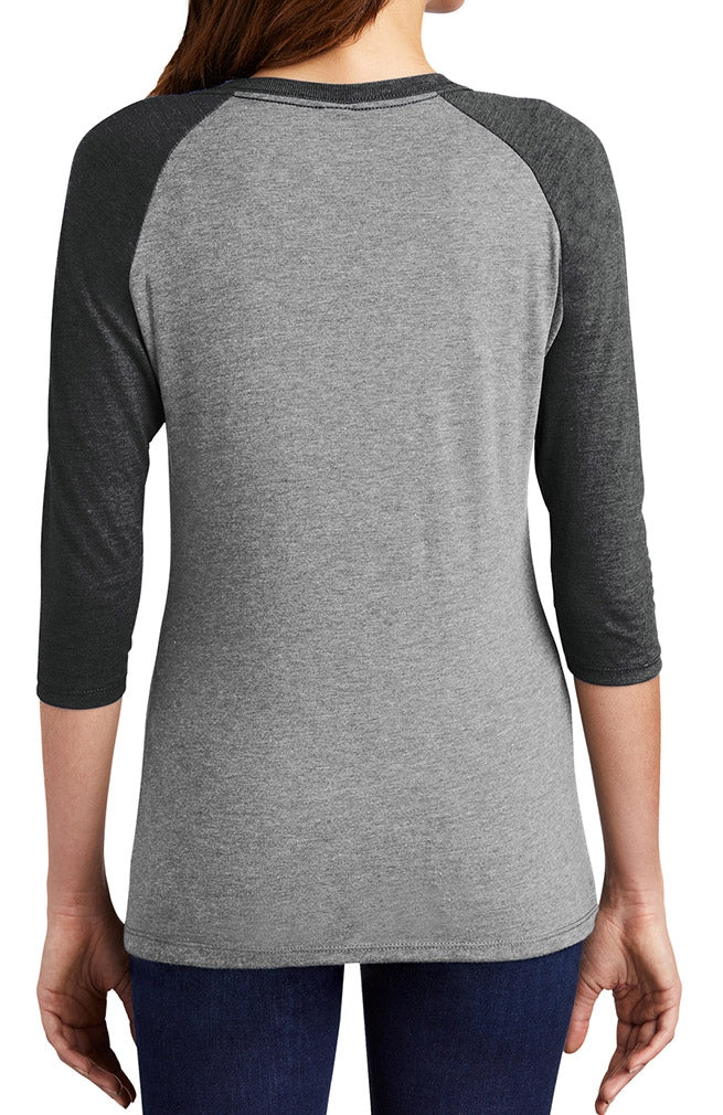 "Fight Like a Girl Hashtag" Ladies' Raglan T-Shirt - Grey w/ Graphite