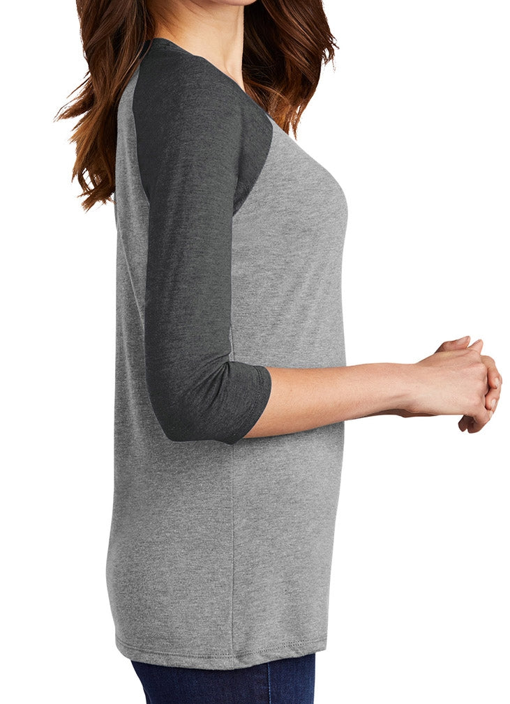 "Fight Like a Girl Hashtag" Ladies' Raglan T-Shirt - Grey w/ Graphite