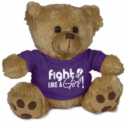 Fight Like a Girl Teddy Bear Stuffed Animal Lupus Epilepsy Pancreatic Cancer Chiari Purple