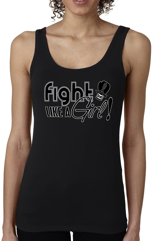 "Fight Like a Girl Signature" Stretch Tank Top - Black w/ White