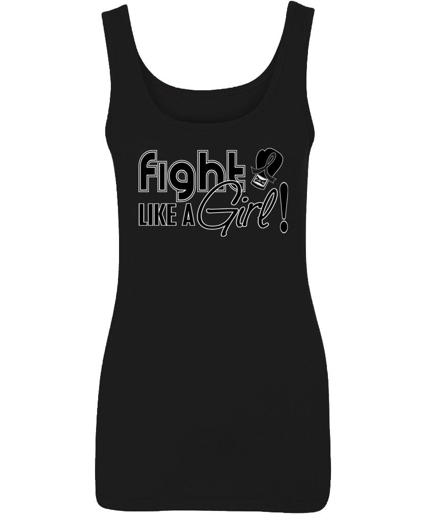 "Fight Like a Girl Signature" Stretch Tank Top - Black w/ White