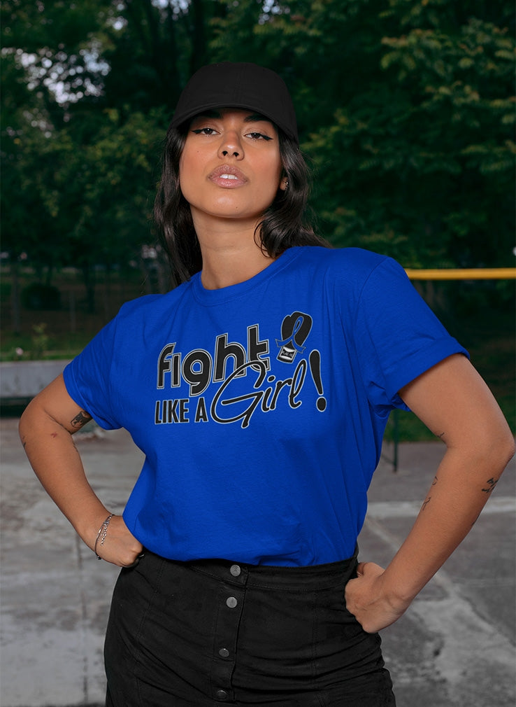 "Fight Like a Girl Signature" Unisex T-Shirt - Blue