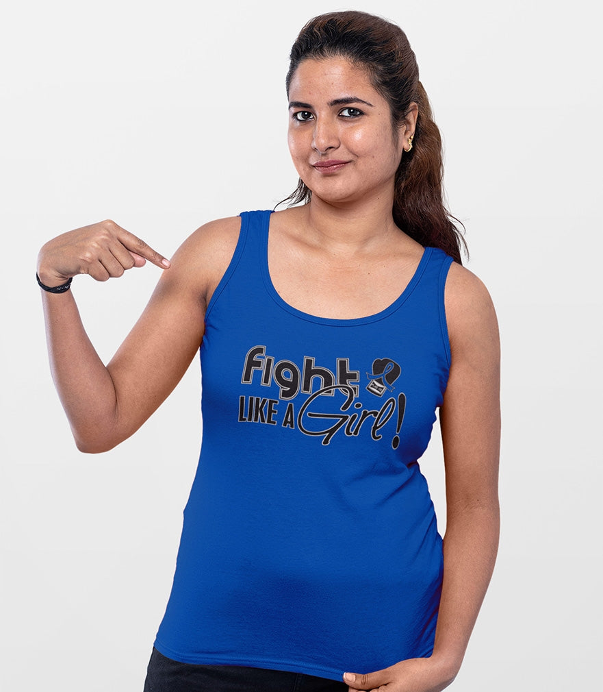 "Fight Like a Girl Signature" Stretch Tank Top - Blue