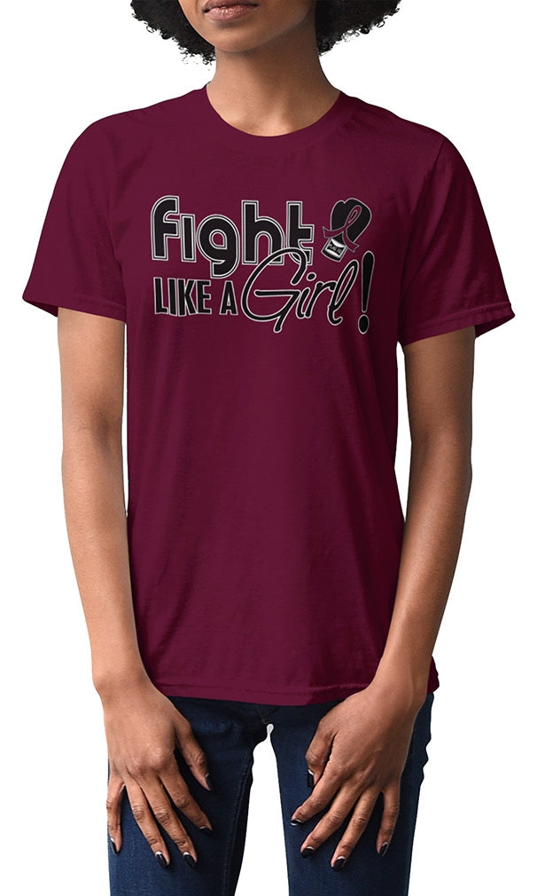 "Fight Like a Girl Signature" Unisex T-Shirt - Burgundy