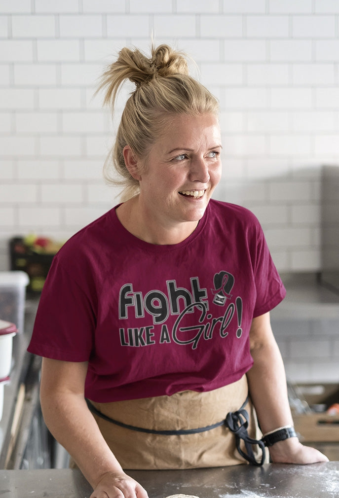 "Fight Like a Girl Signature" Unisex T-Shirt - Burgundy