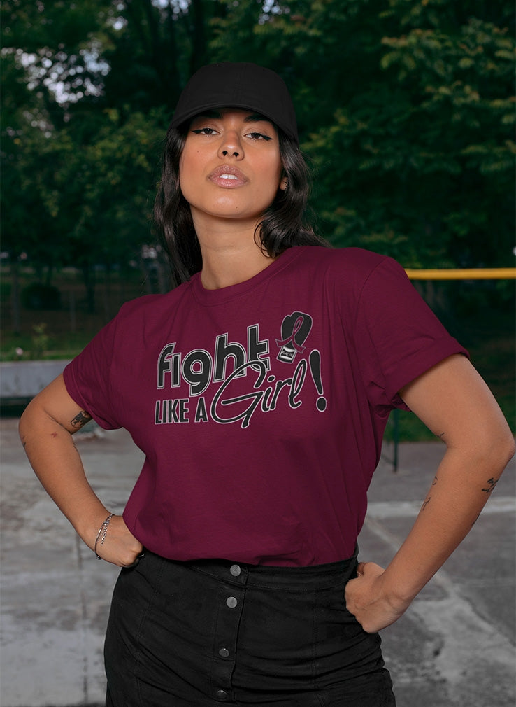 "Fight Like a Girl Signature" Unisex T-Shirt - Burgundy