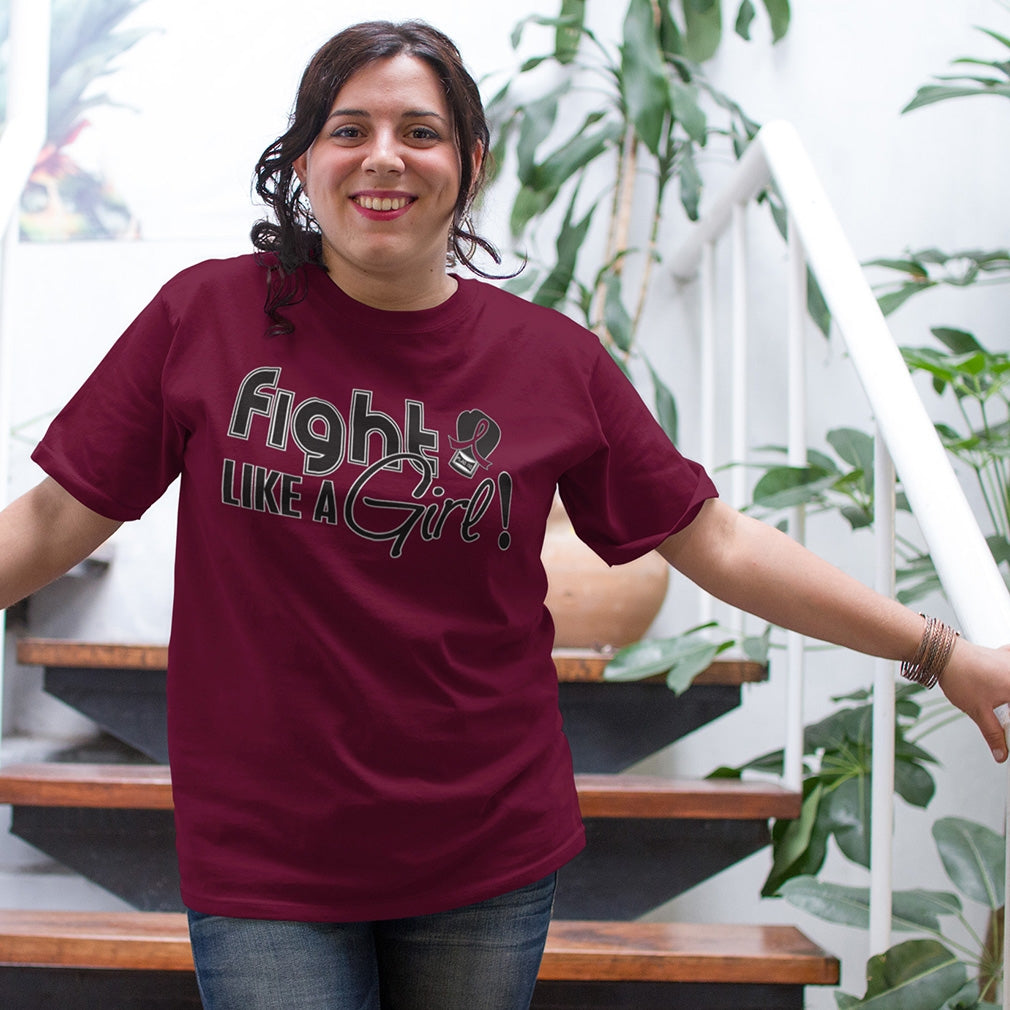 "Fight Like a Girl Signature" Unisex T-Shirt - Burgundy