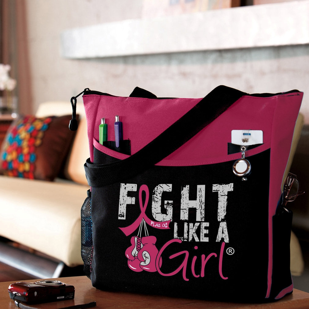 "Fight Like a Girl Knockout" Dakota Tote Bag - Burgundy