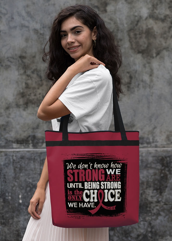 "How Strong We Are" Darcey Tote Bag - Burgundy