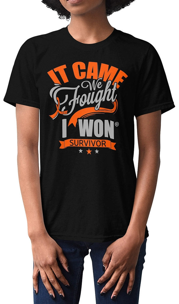 "It Came. We Fought. I Won." Unisex T-Shirt - Black w/ Orange