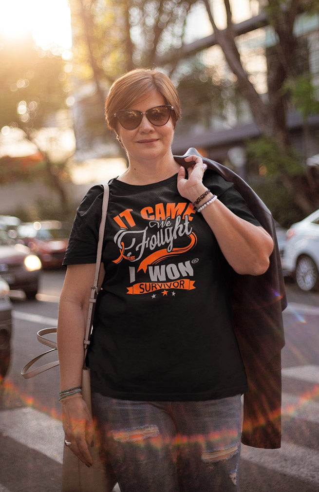 "It Came. We Fought. I Won." Unisex T-Shirt - Black w/ Orange