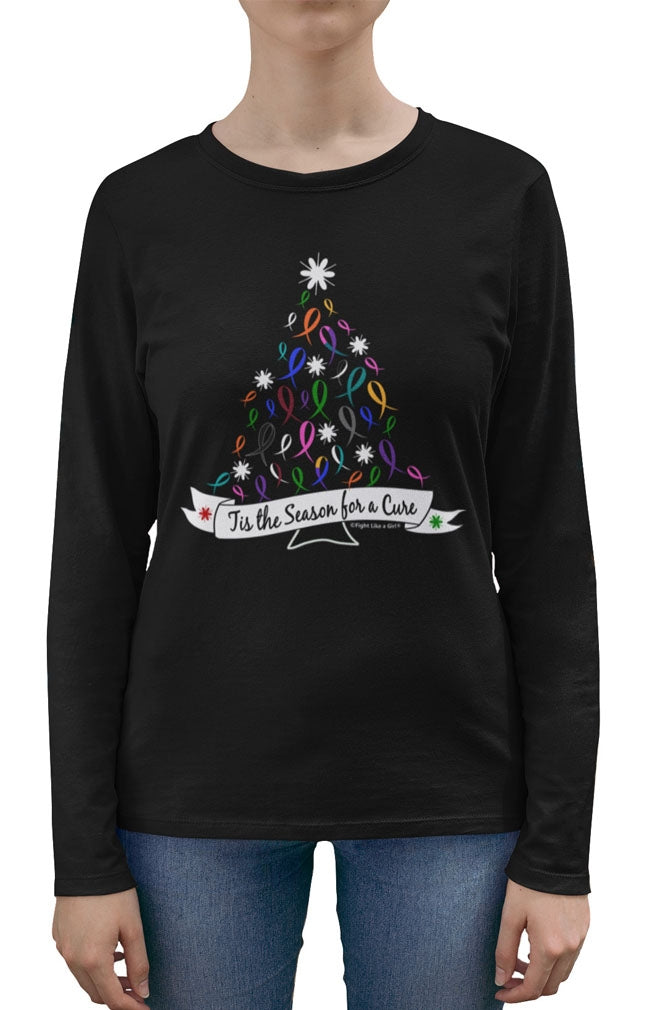"'Tis the Season" Ladies Long Sleeve Shirt - Black