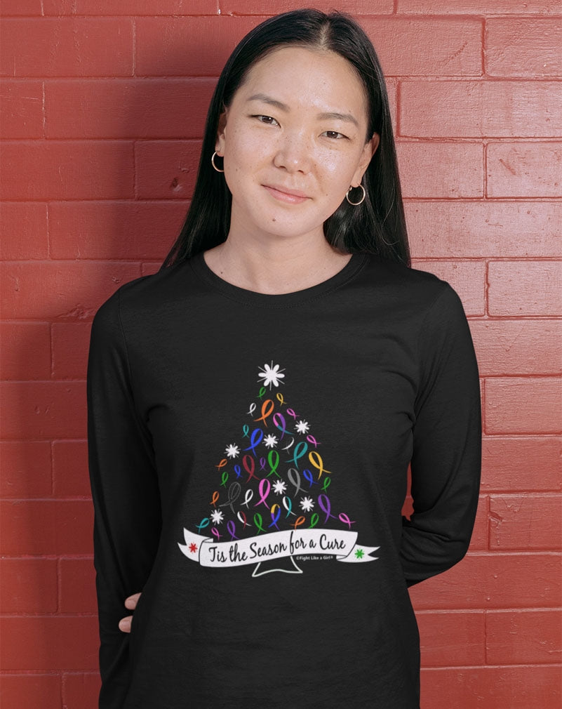 "'Tis the Season" Ladies Long Sleeve Shirt - Black