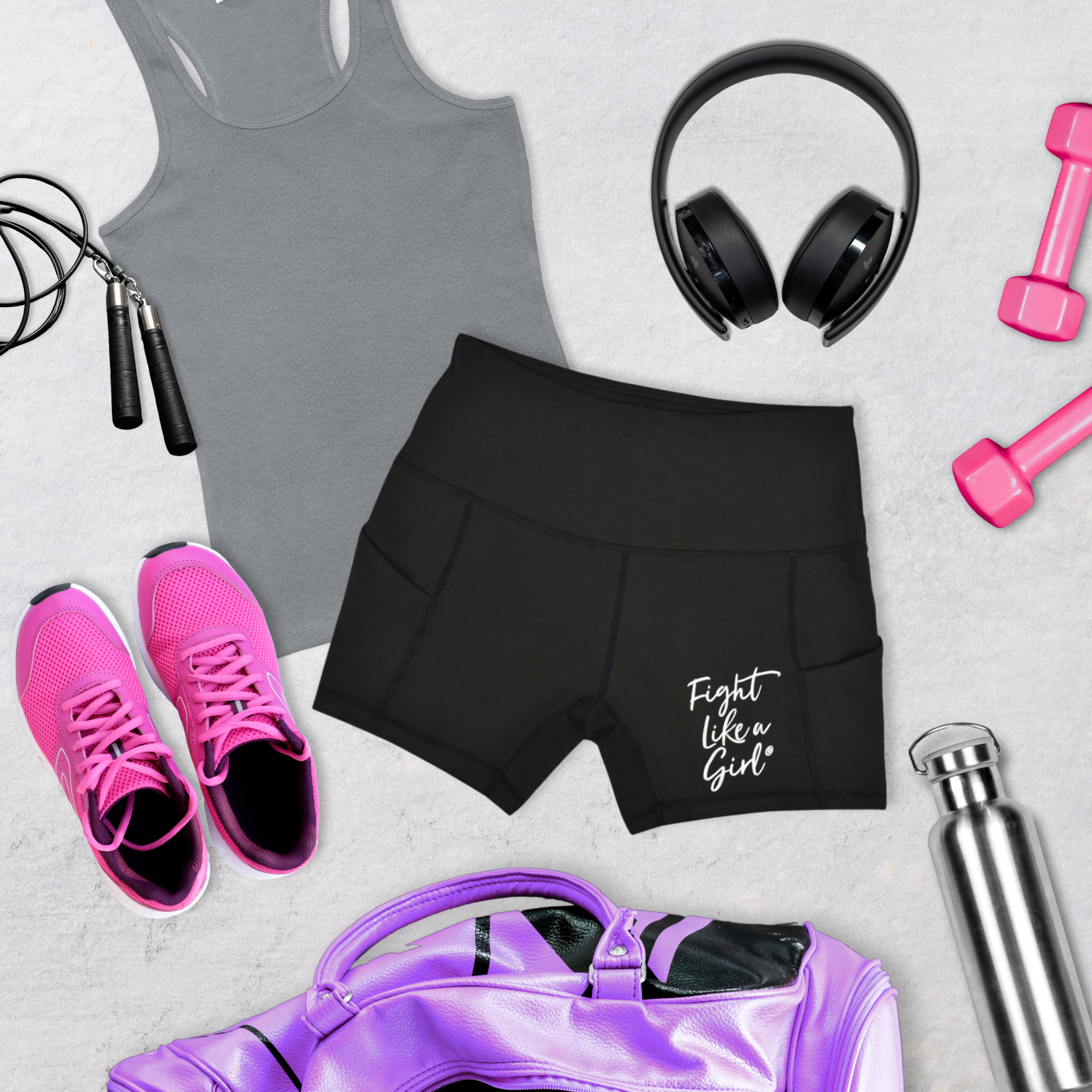 Fight Like a Girl Script Women's Compression Shorts - Black