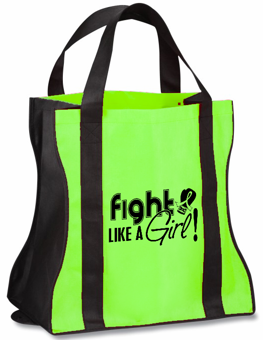 Fight Like a Girl Grocery Tote Bag Non-Hodgkin's Lymphoma, Lyme Disease, Muscular Dystrophy