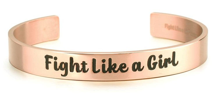 Fight Like a Girl Cuff Bracelet - Rose Gold
