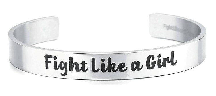 Fight Like a Girl Cuff Bracelet - Silver
