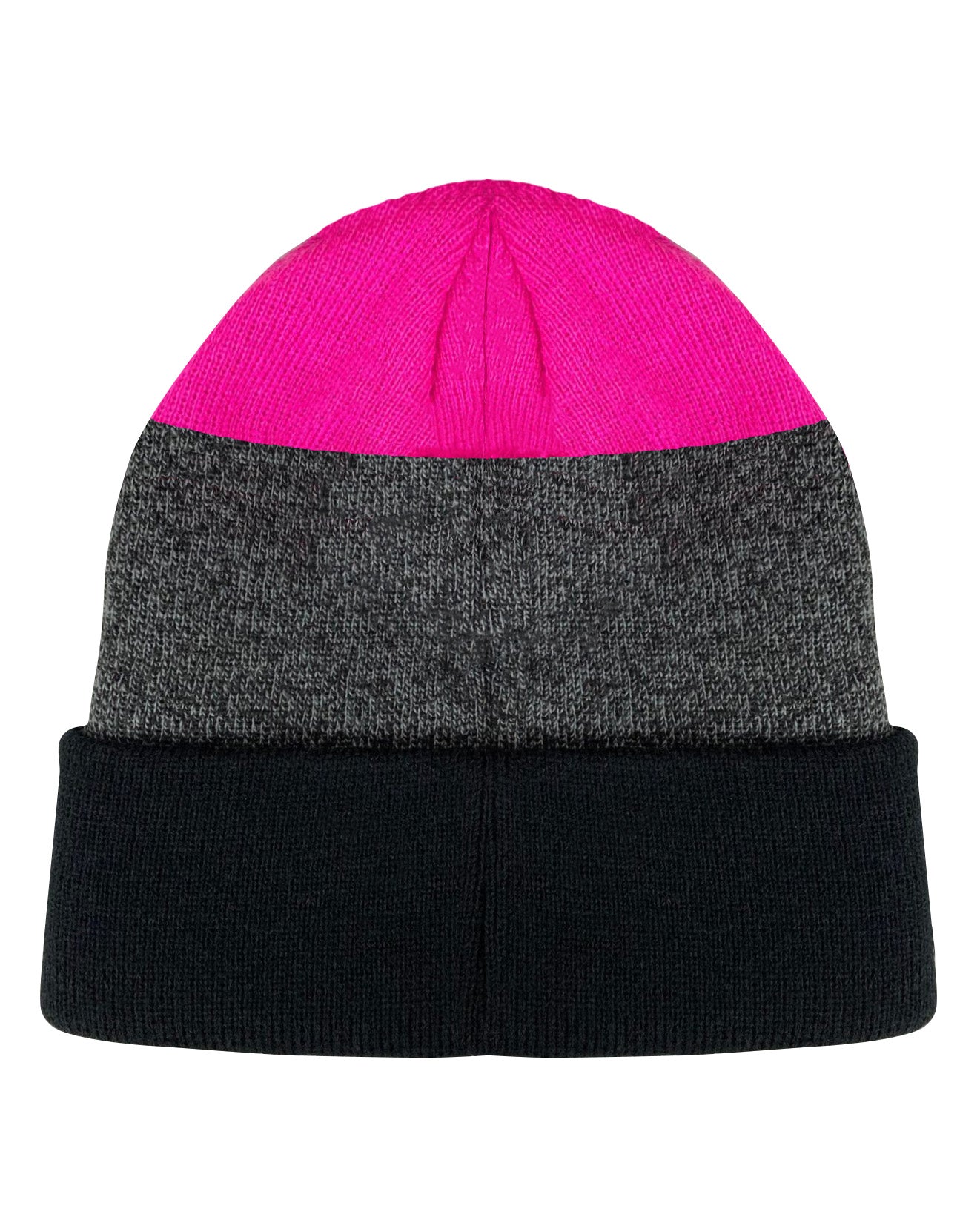 Fight Like a Girl Hybrid Cuffed Knit Beanie - Black/Pink w/ Pink