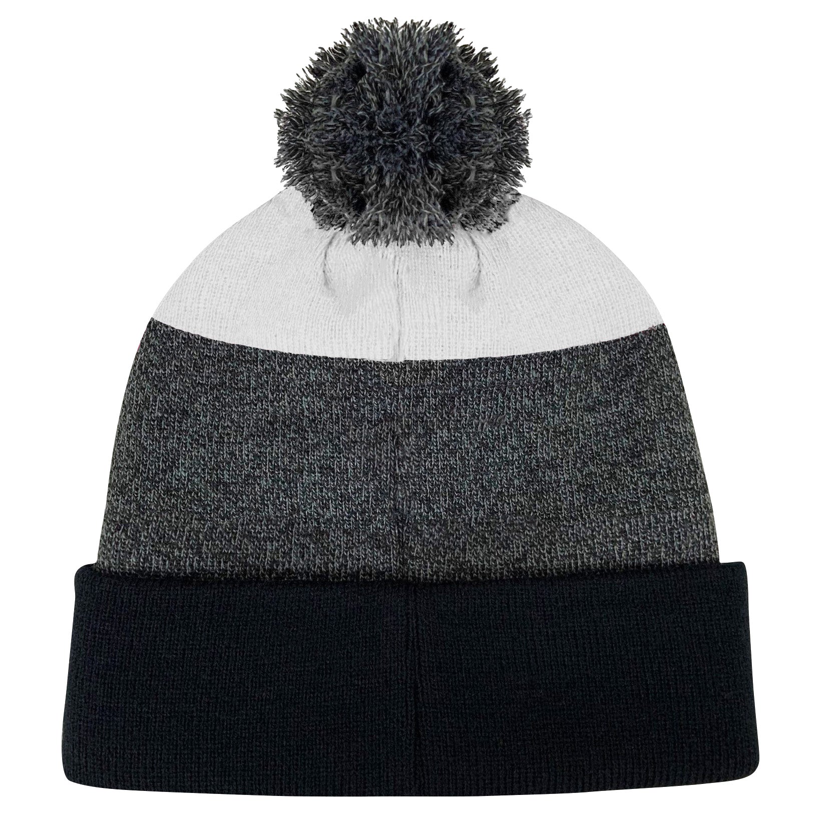 Fight Like a Girl Hybrid Cuffed Knit Pom Beanie - Black/White w/ White