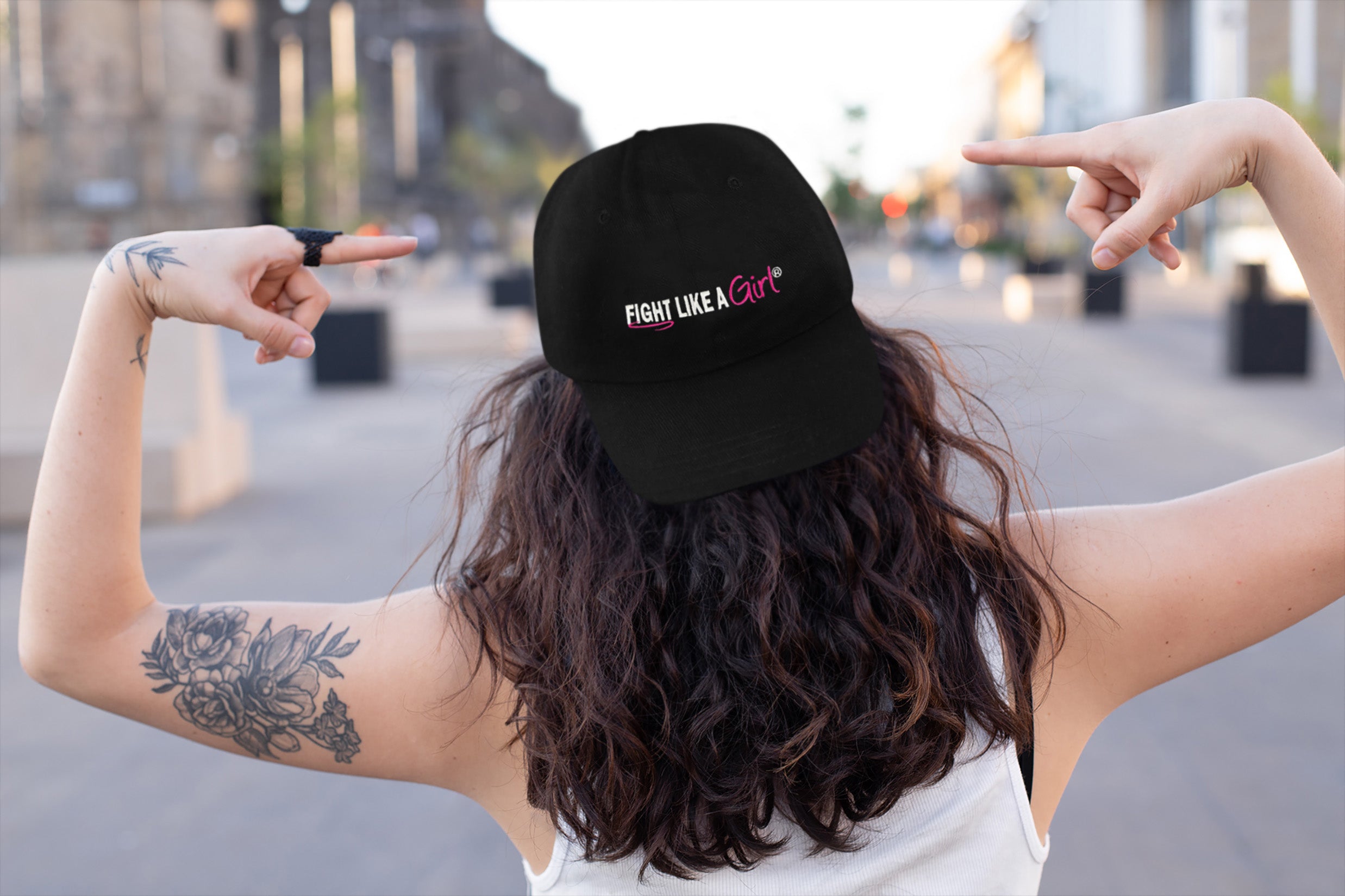 Fight Like a Girl Hybrid Embroidered Cap - Black w/ Pink