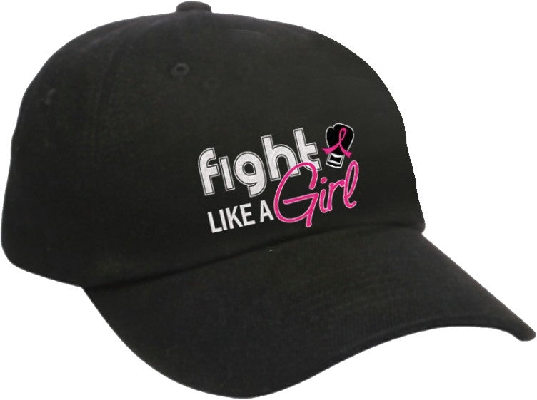 Fight Like a Girl Signature Embroidered Cap - Black w/ Pink (Discontinued)