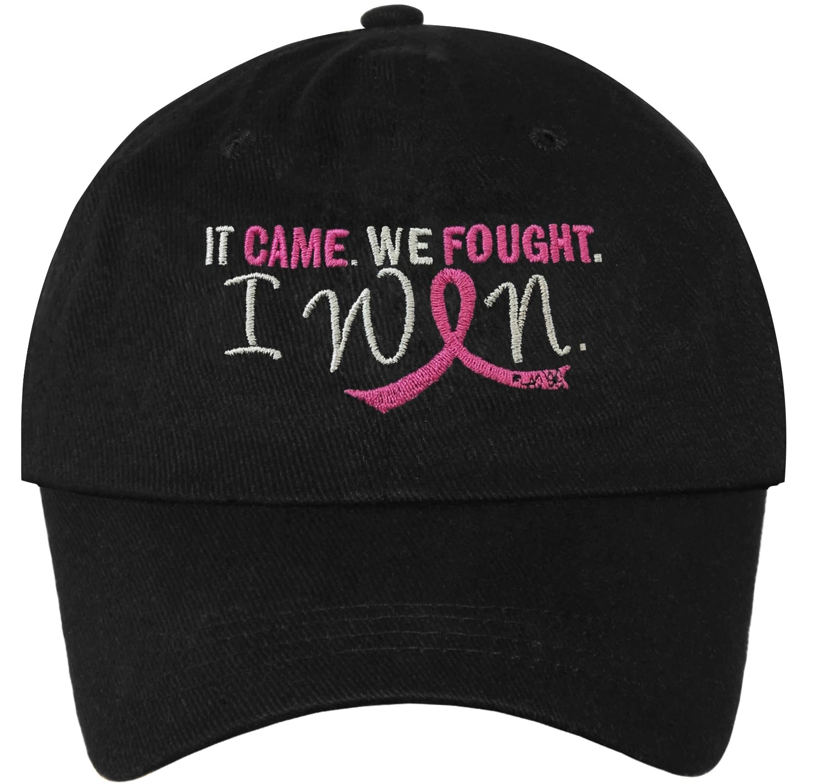 It Came We Fought I Won Embroidered Cap - Black w/ Pink