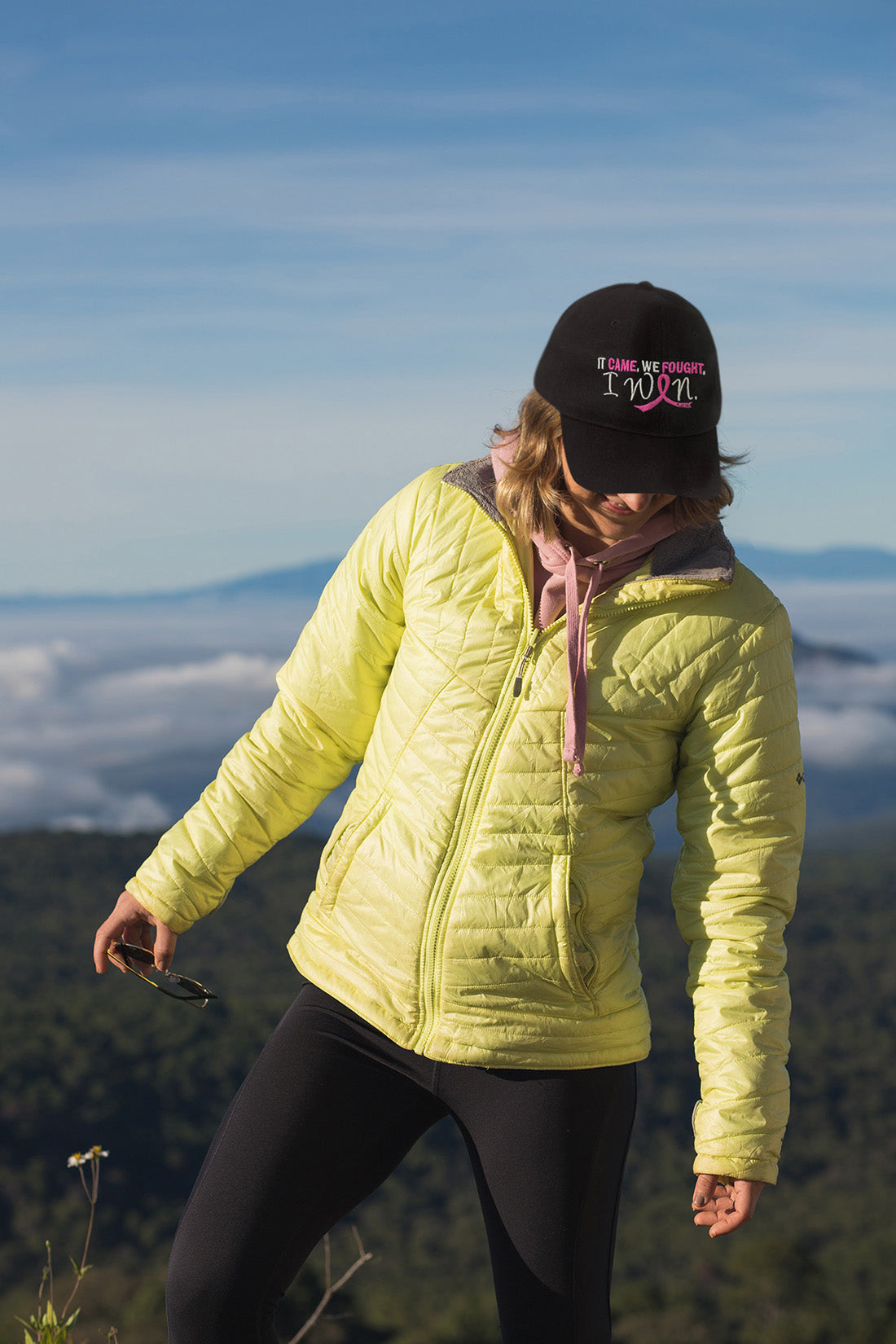 It Came We Fought I Won Embroidered Cap - Black w/ Pink