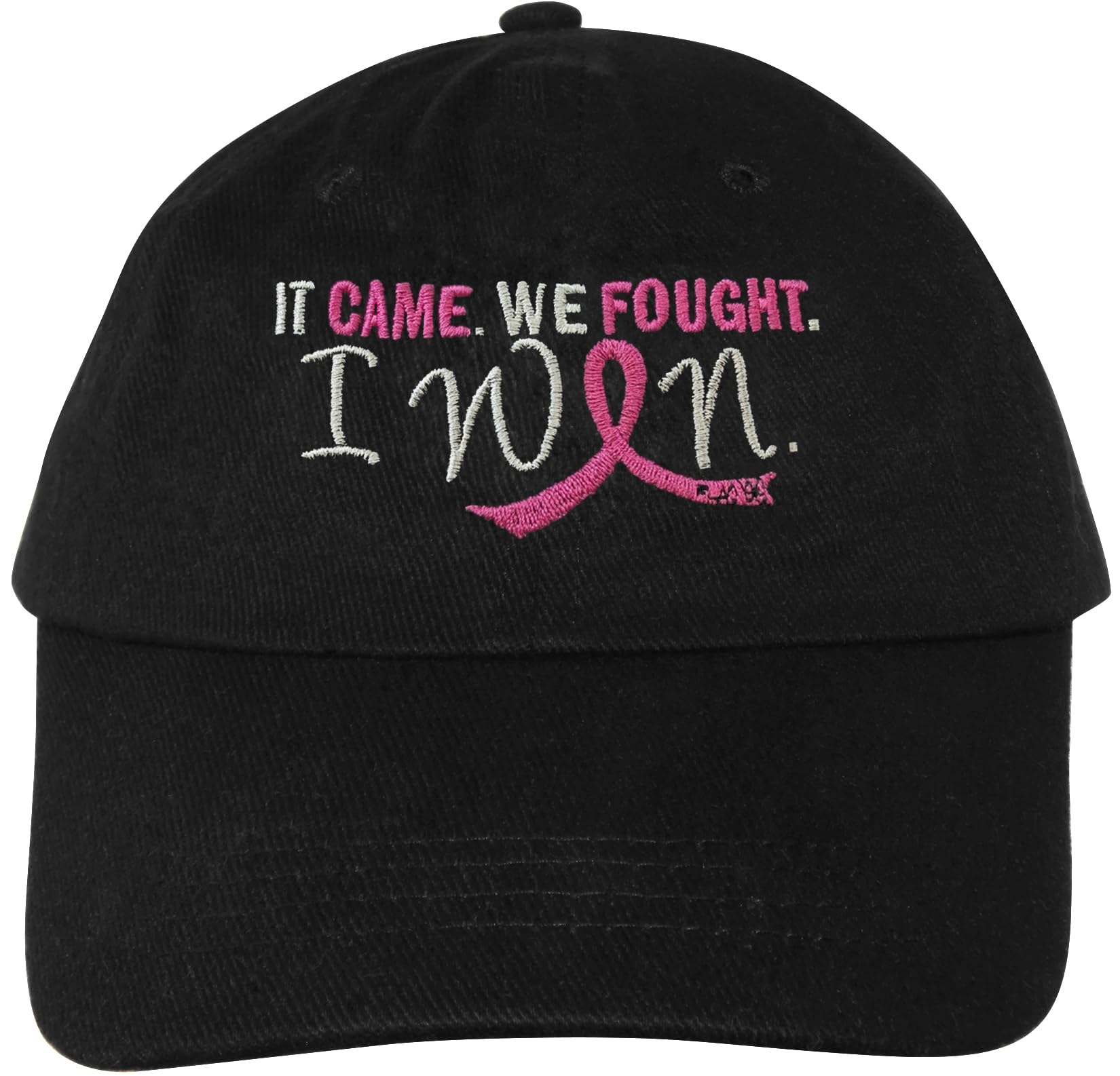 It Came We Fought I Won Embroidered Cap - Black w/ Pink