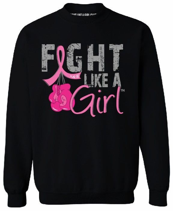 Fight Like a Girl Knockout Unisex Sweatshirt - Black w/ Pink