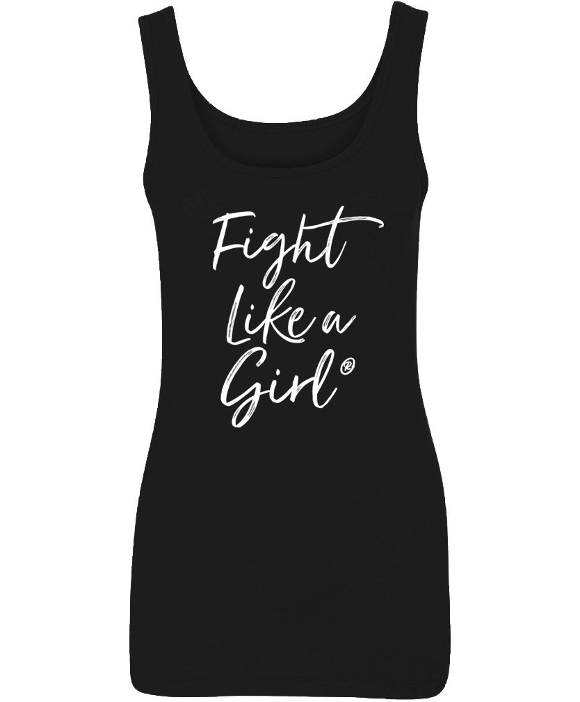 Fight Like a Girl Script Women's Stretch Tank Top - Black