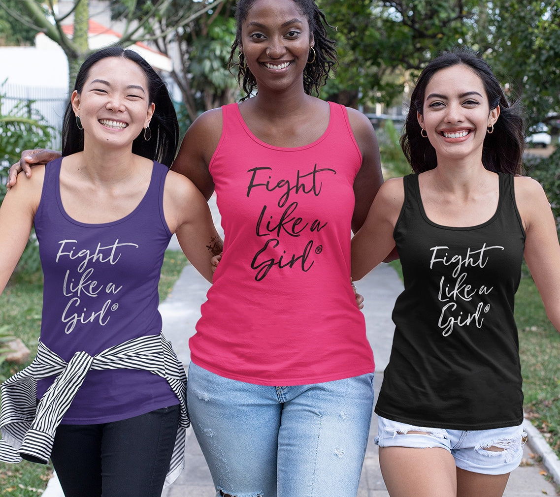 Fight Like a Girl Script Women's Stretch Tank Top - Pink