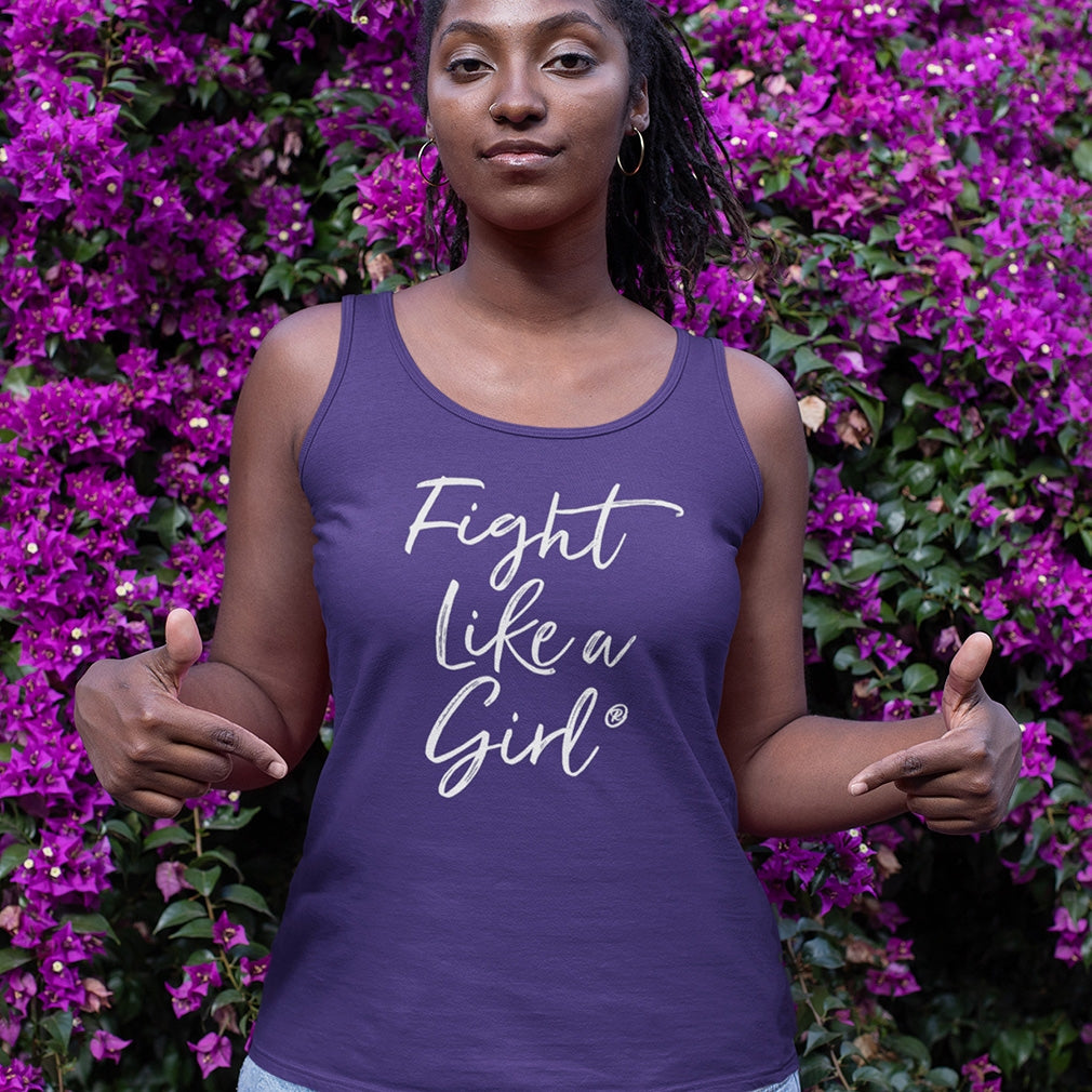 Fight Like a Girl Script Women's Stretch Tank Top - Purple