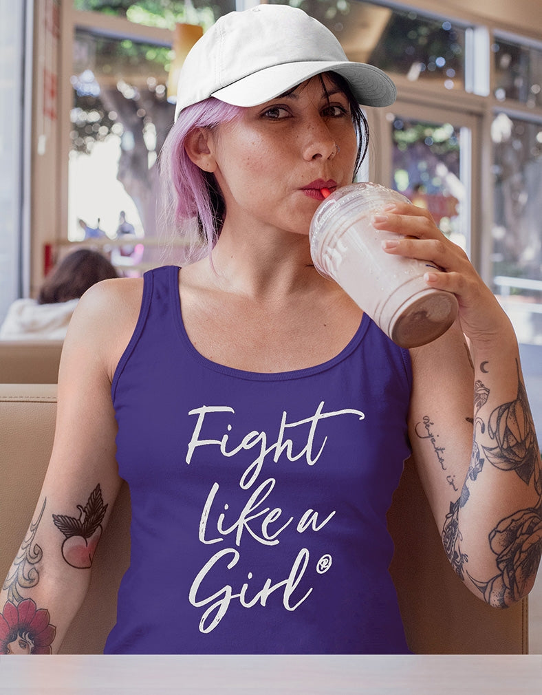 Fight Like a Girl Script Women's Stretch Tank Top - Purple