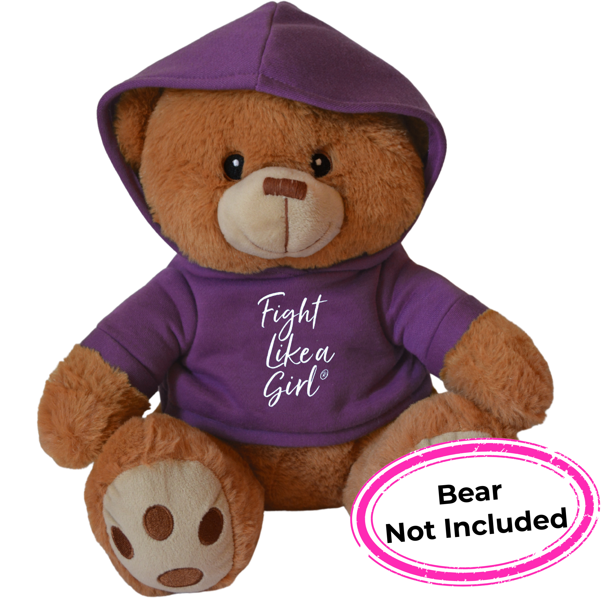 Fight Like a Girl Script Hoodie for Stuffed Animal - Purple