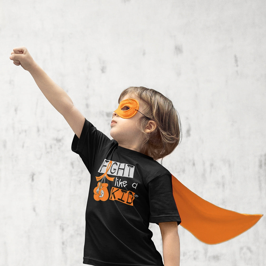 "Fight Like a Kid Label" Youth T-Shirt - Black w/ Orange Ribbon