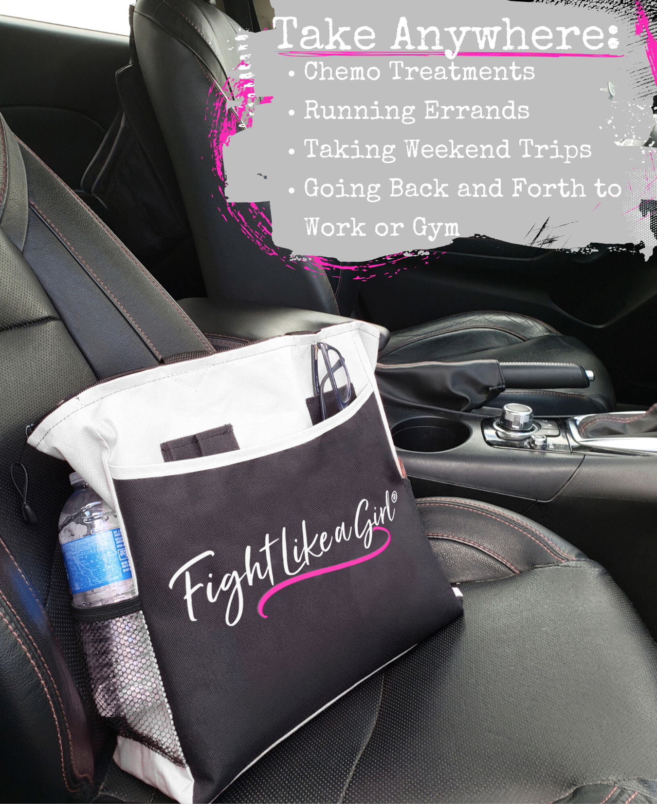 Fight Like a Girl Script Dakota Tote Bag - Black w/ White