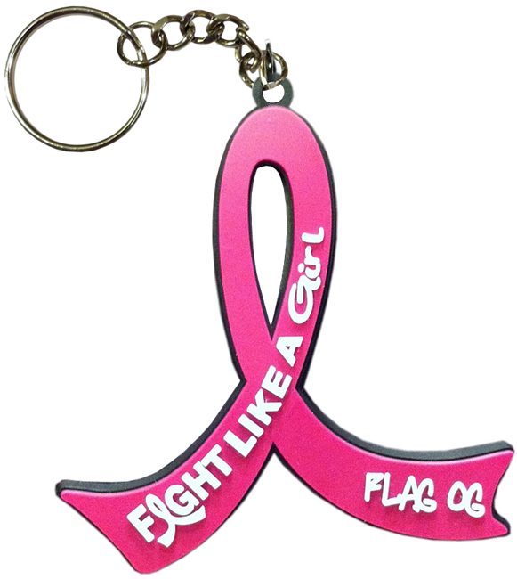Fight Like a Girl Pink Ribbon Key Chain for Breast Cancer
