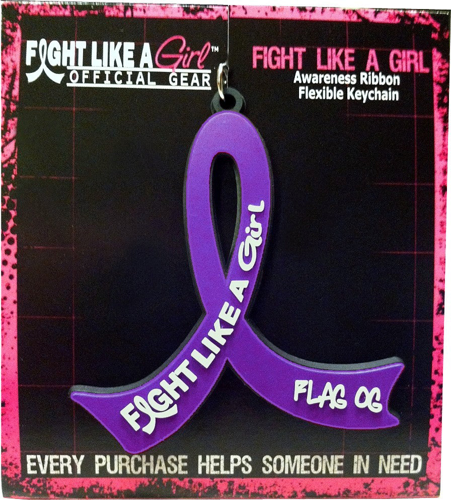 Fight Like a Girl Purple Ribbon Key Chain for Lupus