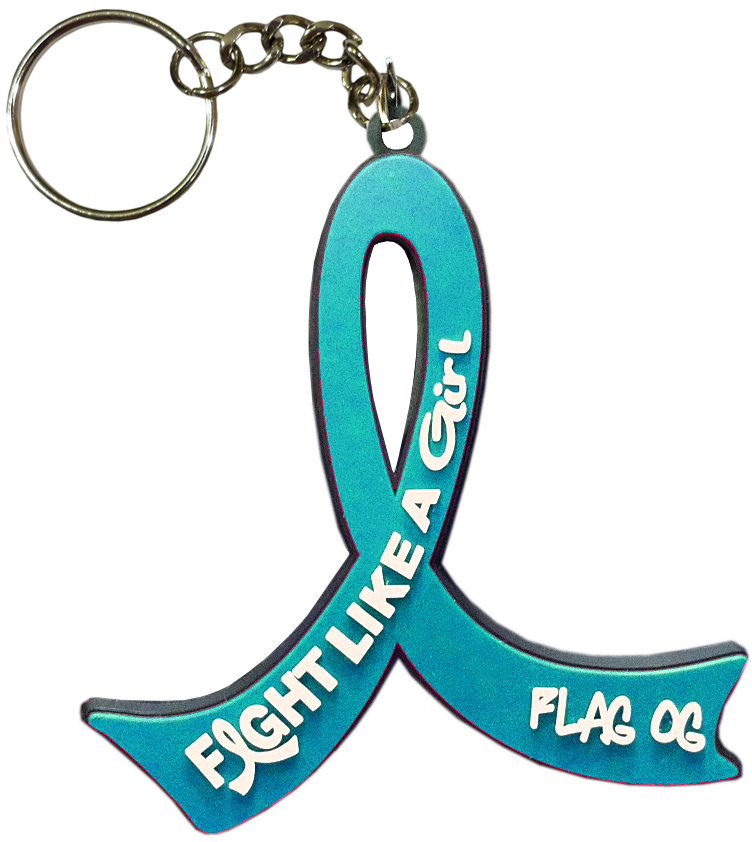 Fight Like a Girl Keychain for Ovarian Cancer, Cervical Cancer, PCOS, PKD, Peritoneal Cancer