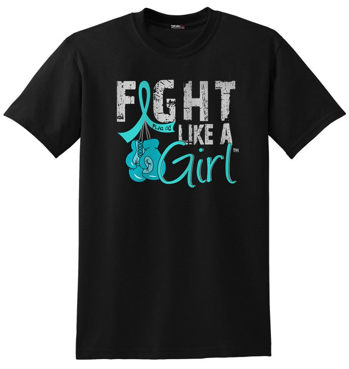 Fight Like a Girl Knockout Unisex T-Shirt - Black w/ Teal