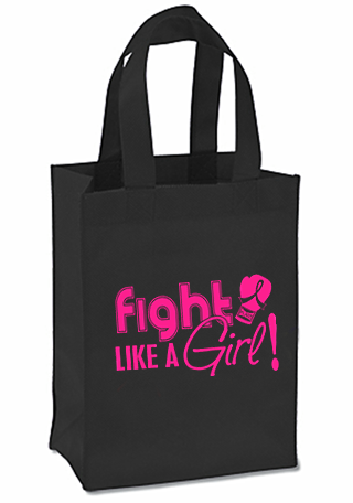 Fight Like a Girl Signature Mini Tote Bag - Black with Hot Pink