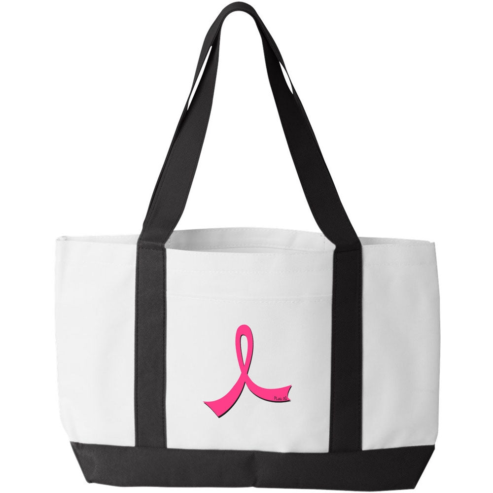 "Signature Ribbon" Tote Bag - Black w/ Pink