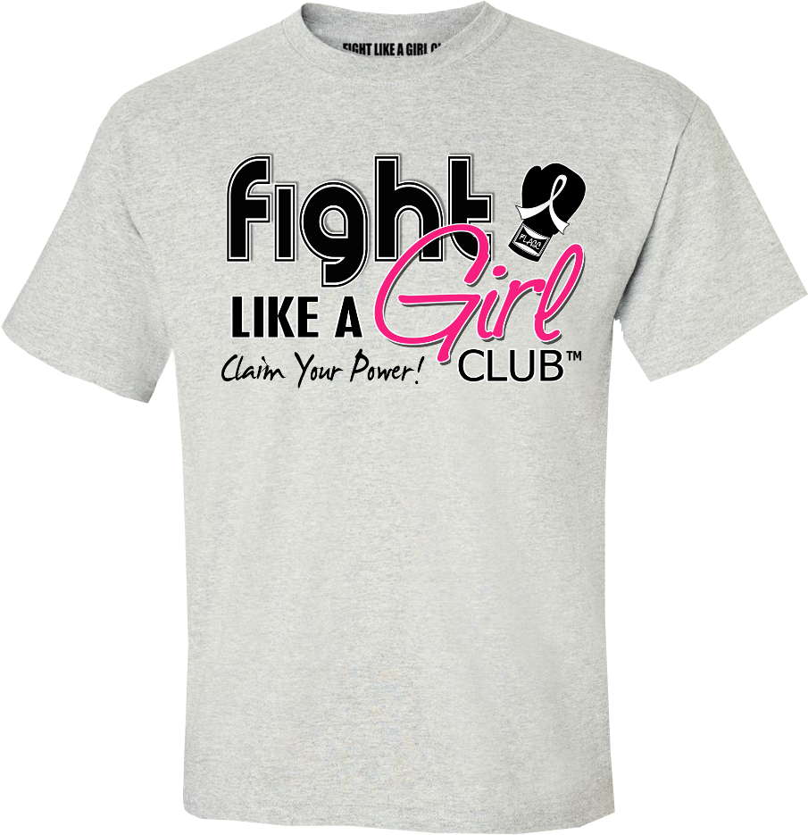 Fight Like a Girl Club Logo Unisex T-Shirt - Heather Grey w/ Pink