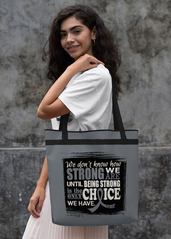 "How Strong We Are" Darcey Tote Bag - Grey