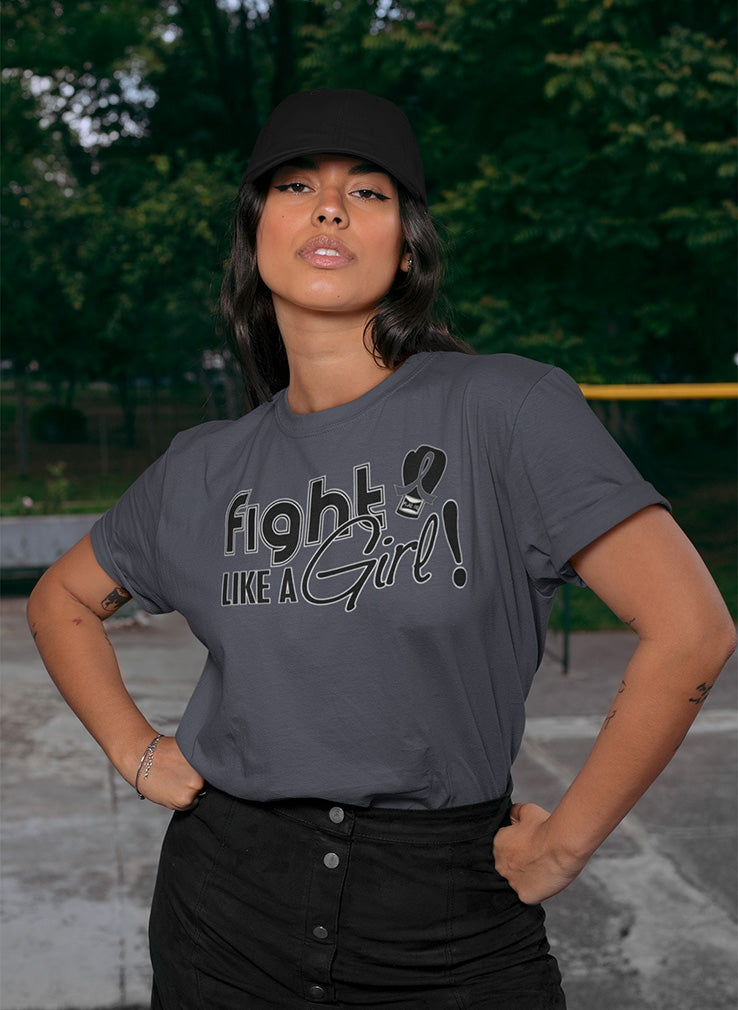 "Fight Like a Girl Signature" Unisex T-Shirt - Grey
