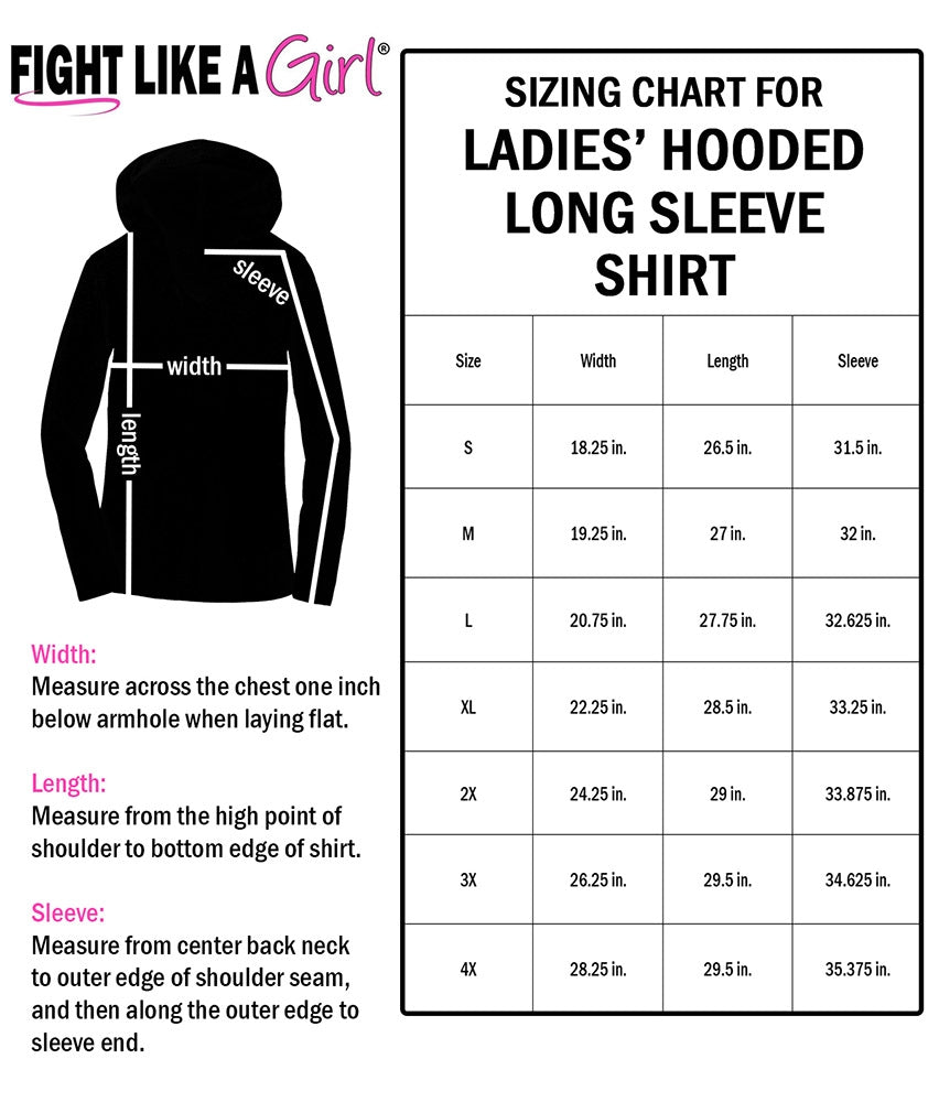 Ladies Hooded Long Sleeve Side Script Size Chart