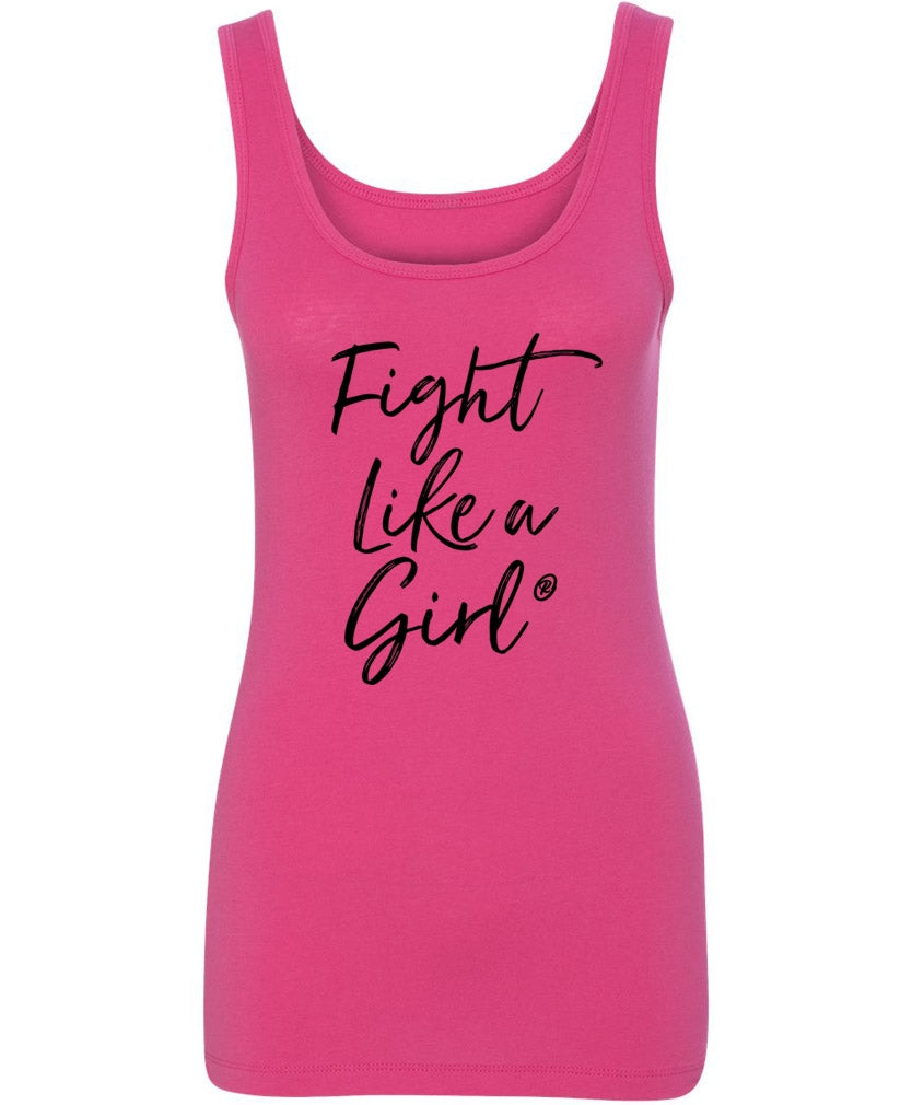 "Fight Like a Girl Script" Ladies Stretch Tank Top - Pink